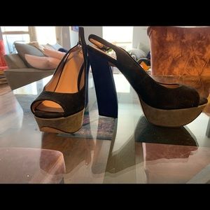 Vince Camuto black, blue, and gray heels